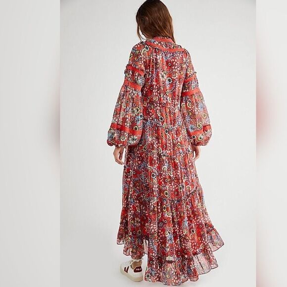 Free People - Cassis Printed Chiffon Dress size M - Picture 4 of 7